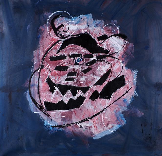 Fat Cat (Pink) - 2025 | 70x70cm | acrylic, oil, ink, pigments, nail polish on canvas